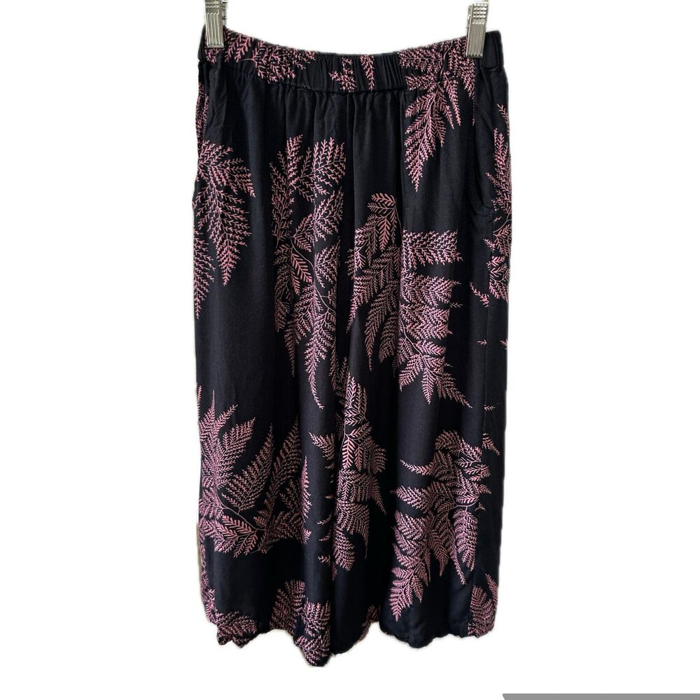 Makai Beach Hawaii Hawaiian Tropical Leaves Side Pockets Gaucho Palazzo Pants S